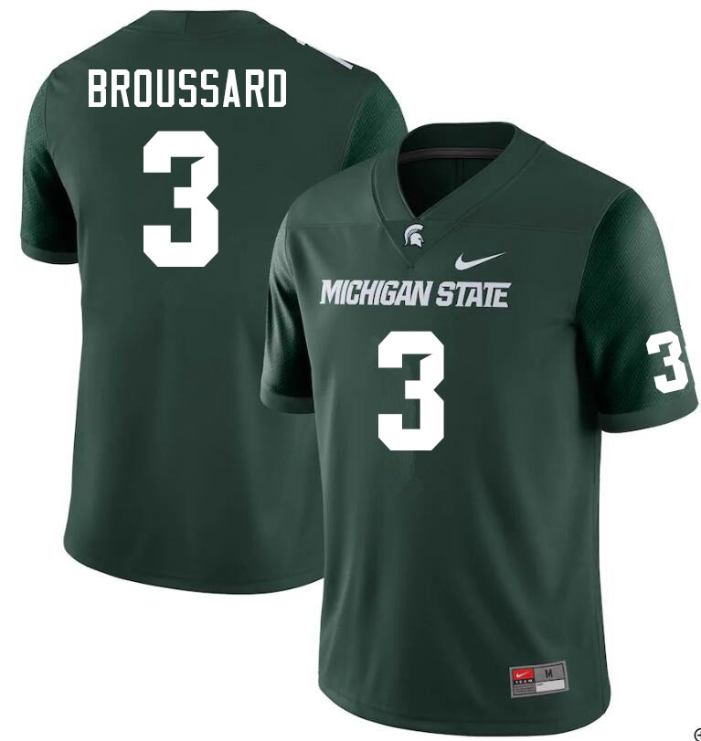 Men #3 Jarek Broussard Michigan State Spartans College Football Jerseys Sale-Green